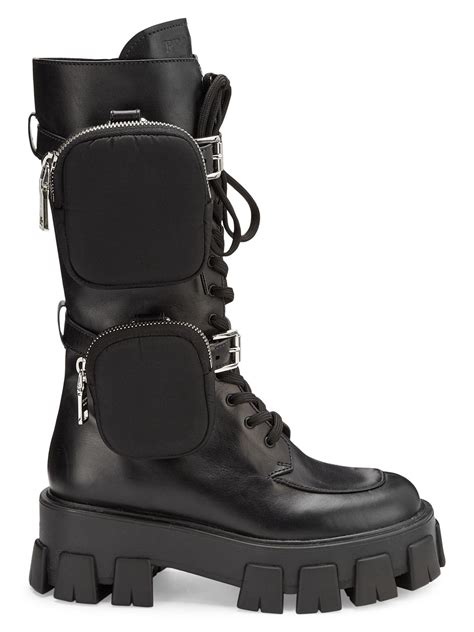 prada boots fall 2018|Prada black chunky combat boots.